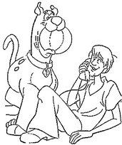 coloriage scoubidou et sammy jouant